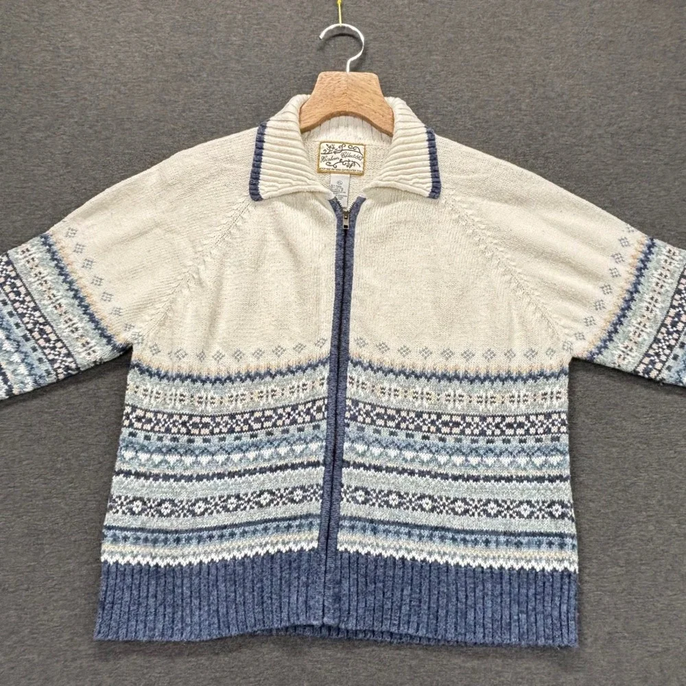 Heirloom Collectibles Sweater Womens XL Fair Isle Full Zip Ribbed Cardigan